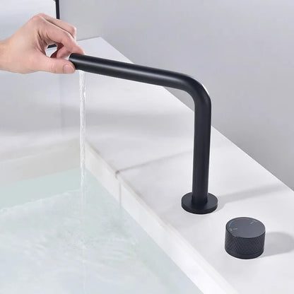 Brushed Rose Gold Basin Faucet Two Holes Gun