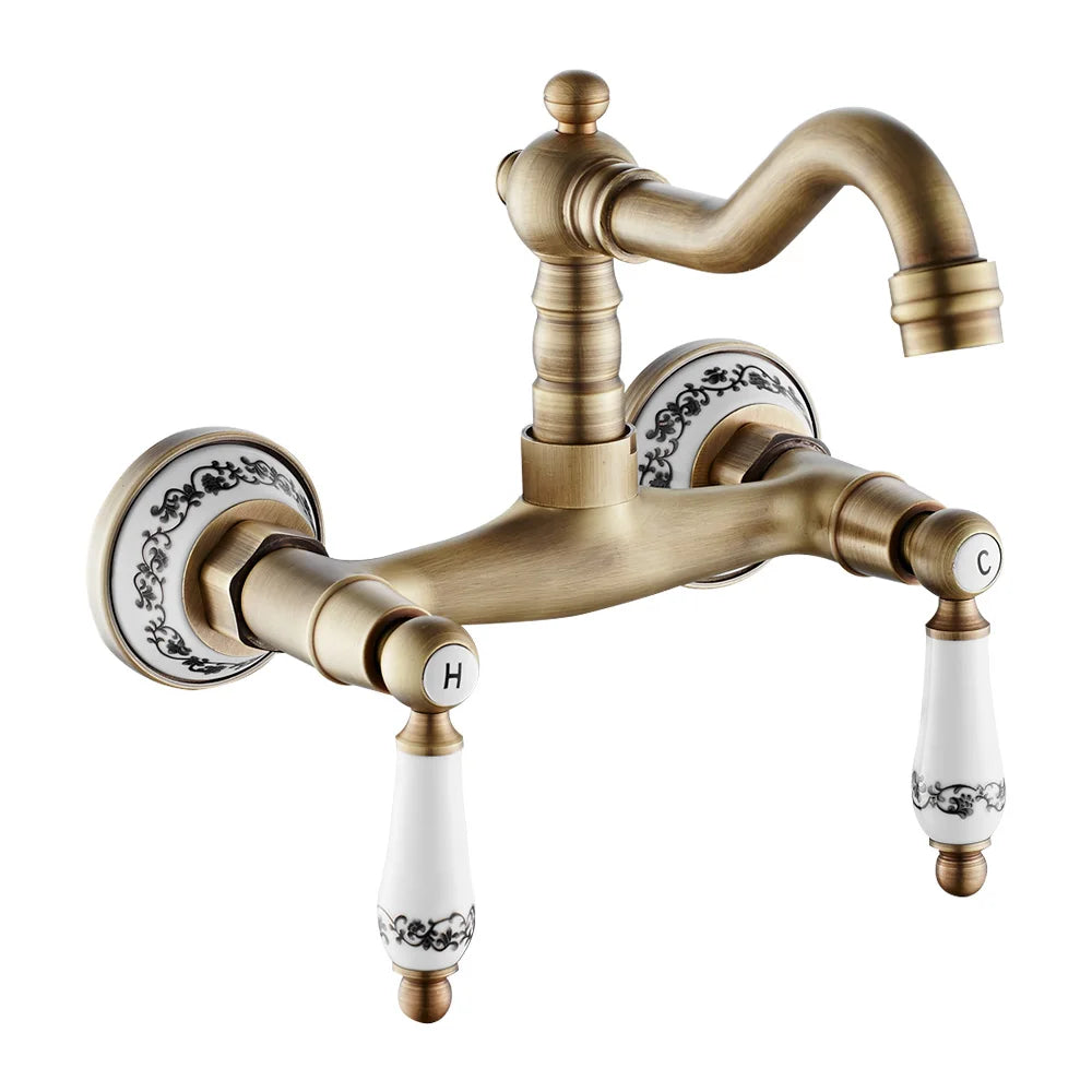 Wall Mount Antique Faucet Antique Brass Faucet Dual