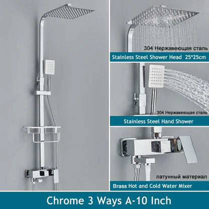 Shinesia Black/Chrome Bathroom Shower System Rainfall Shower