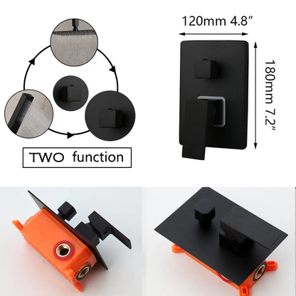 Kemaid Matte Black Rainfall Shower Faucet Systerm W/