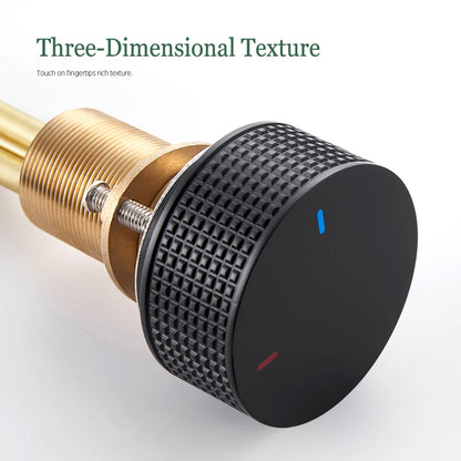 Matte Black Basin Faucet Knurled Knob Sink Tap