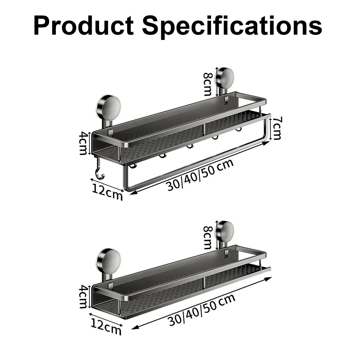 No Punch Wall Mount Shower Rack Space Aluminum