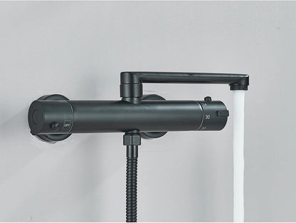 Chrome Black Bathtub Faucet Wall Mounted Thermostatic Shower