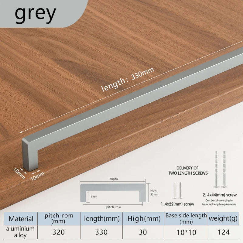 Square 500mm Extended Long Handle Wardrobe Door Handle