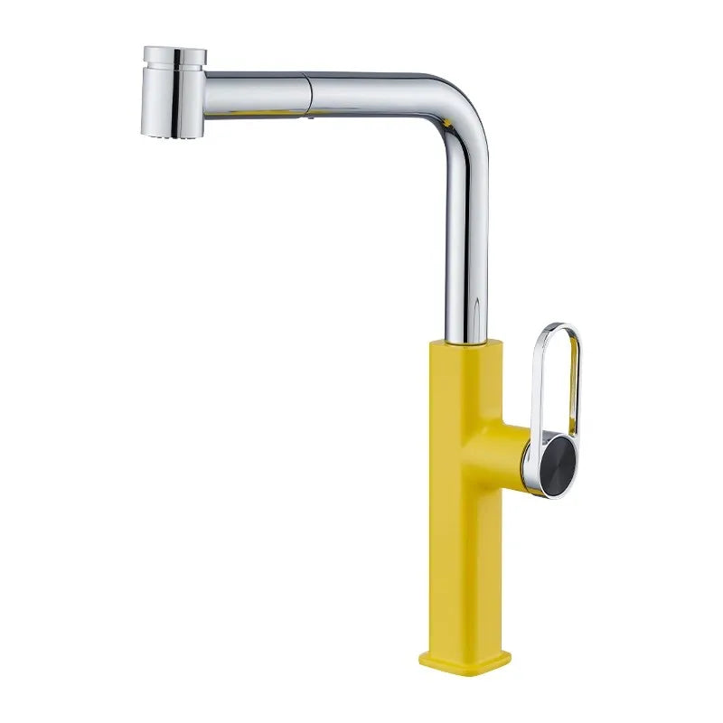 Pull Out Faucet Lever Brass Rotation Cold Pink