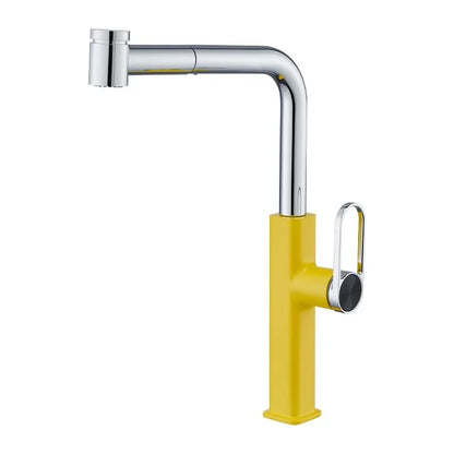 Pull Out Faucet Lever Brass Rotation Cold Pink