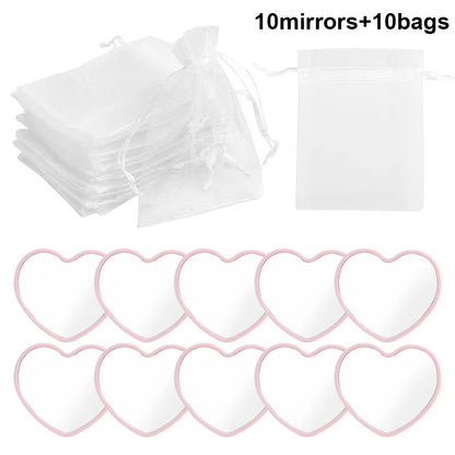 20pcs Gift - Pink Heart-Shaped Compact Vanity Mirrors