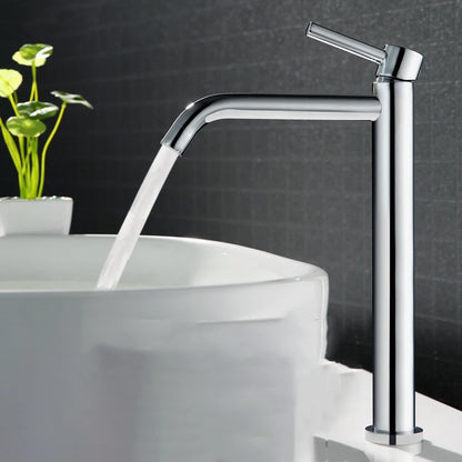Tall Basin Sink Faucet Slim Black Chrome Bathroom
