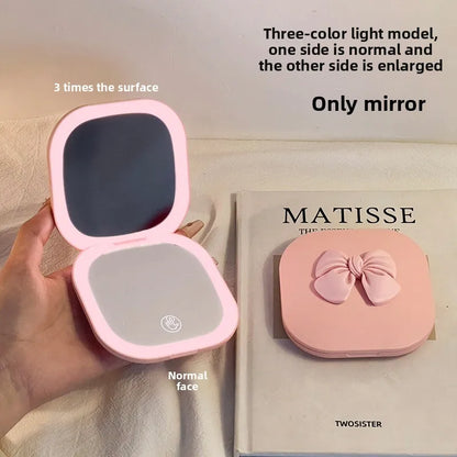 1pcs Makeup Mirror Women Handheld Led Light Folding