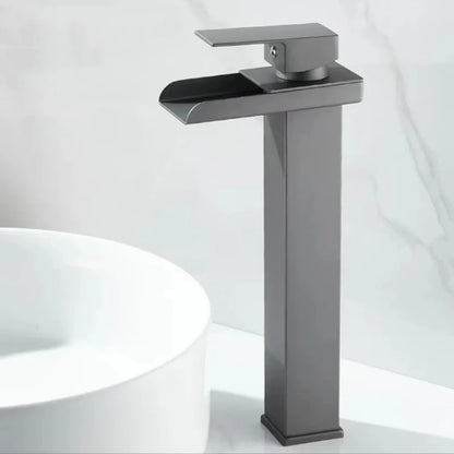 Black Waterfall Bathroom Basin Faucet Square Vanity Sink