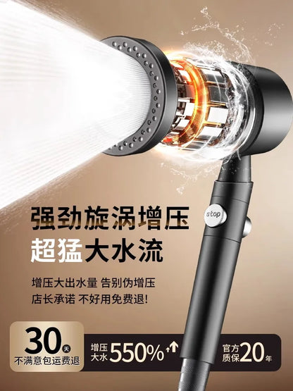 Large Panel Black High Pressure Shower Head Modes