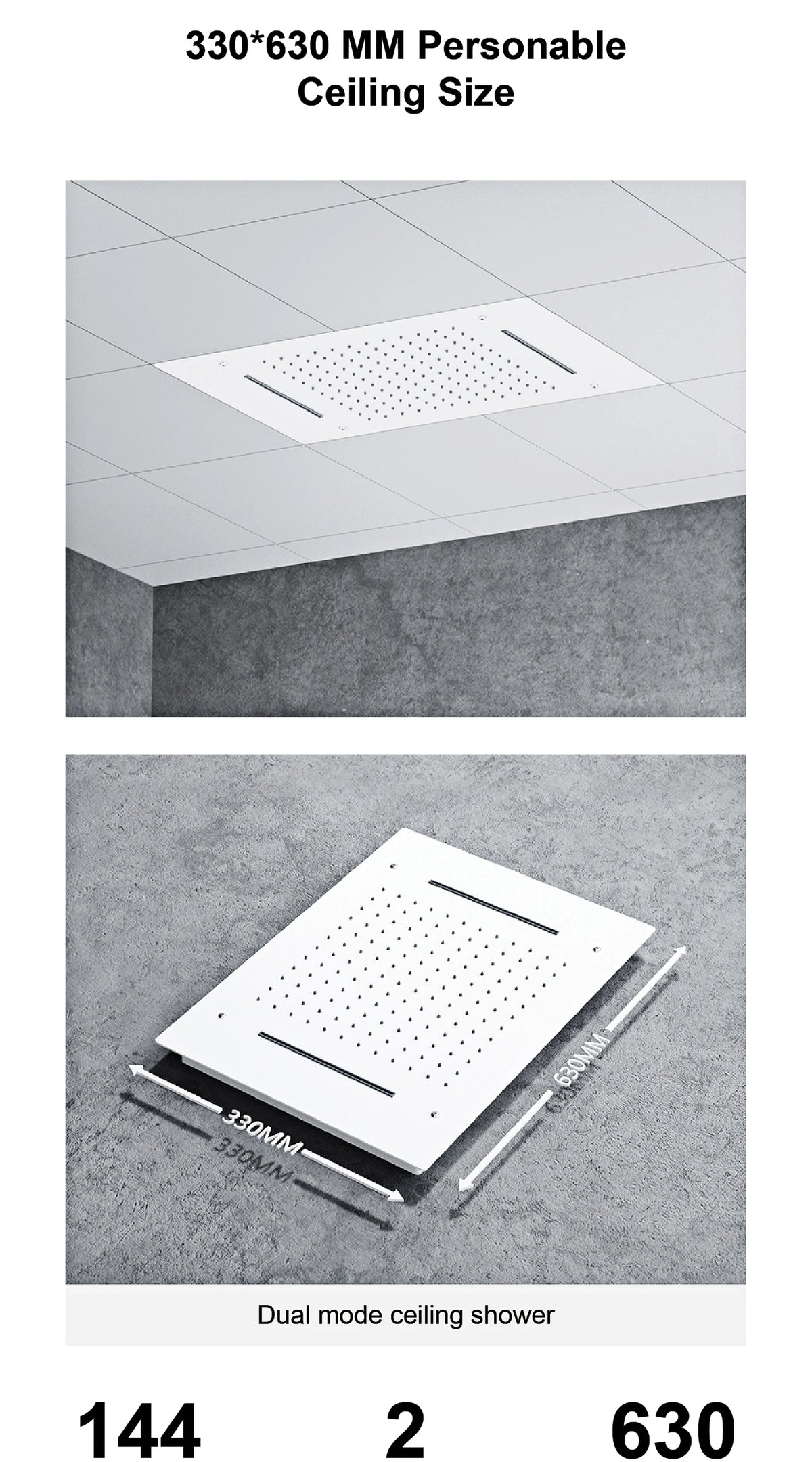 Luxury Gun Grey Brass Thermostatic Shower System Ceiling-Embedded