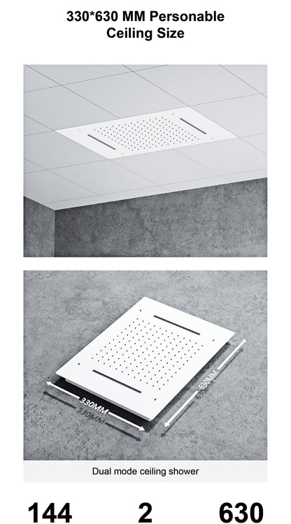 Luxury Gun Grey Brass Thermostatic Shower System Ceiling-Embedded