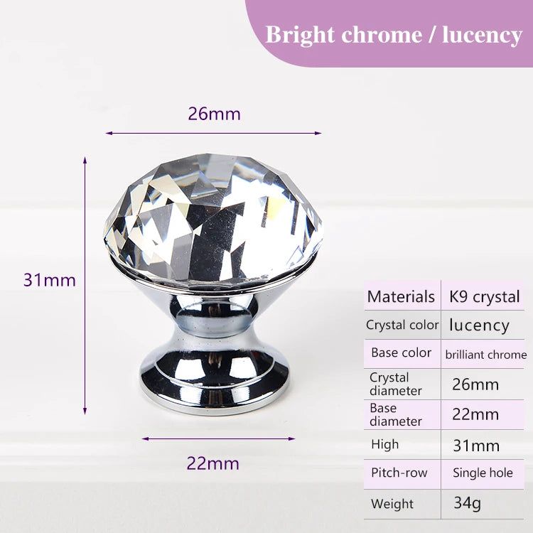 Colorful Crystal Glass Ball Pulls Knobs Wardrobe Door