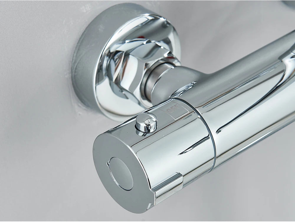 Chrome Black Bathtub Faucet Wall Mounted Thermostatic Shower