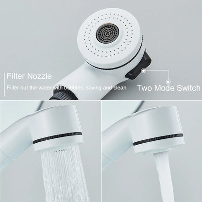 White Pull Out Bathroom Sink Faucet Cold Water