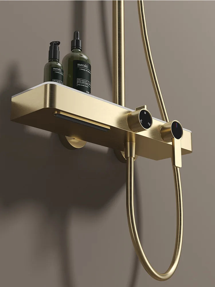Brushed Gold Bathroom Shower Quality Brass Cold Bathroom