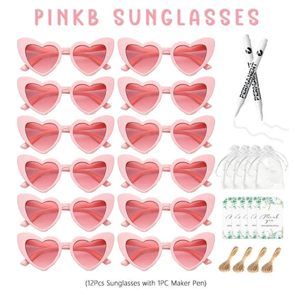 12-100pcs Wedding Sunglasses Guests Heart Shaped Sunglasses
