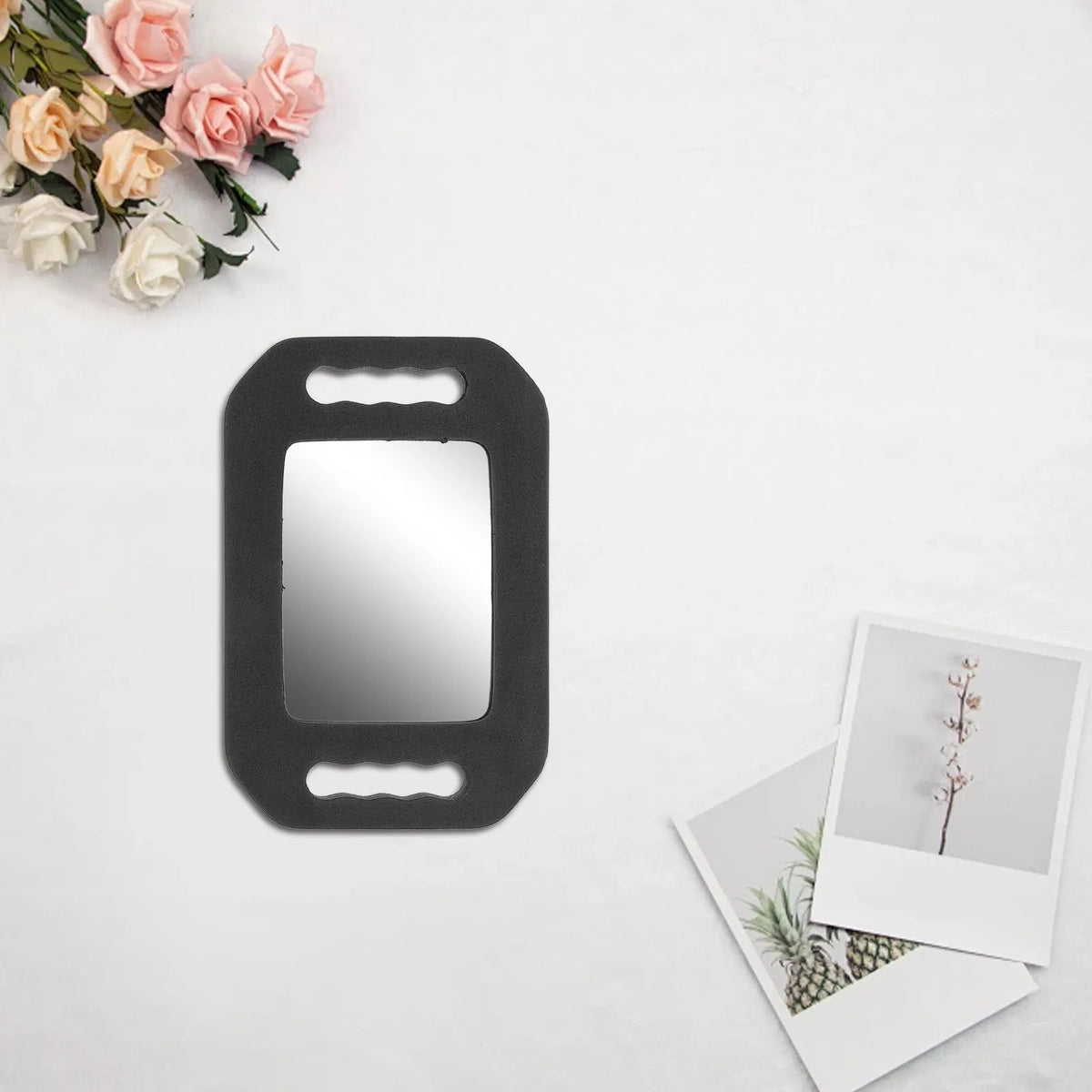 Handheld Barber Mirror Rectangle Shape Foam Back Wall