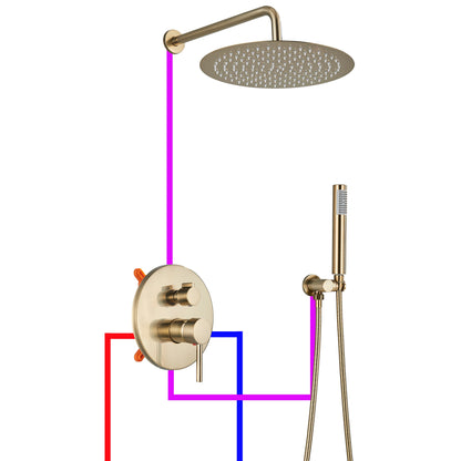 Brushed Gold Shower Faucet Embedded In Ways Shower