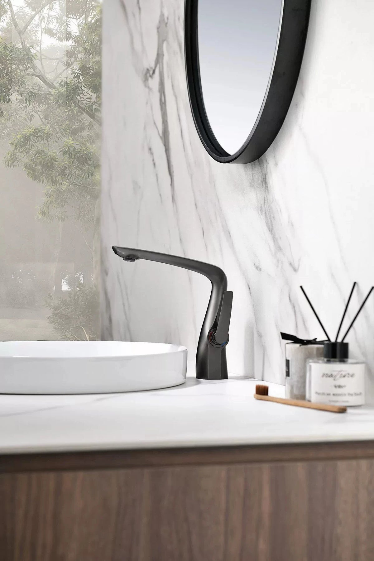 Luxury Rose Gold Brass Bathroom Faucet Modern 1-Hole