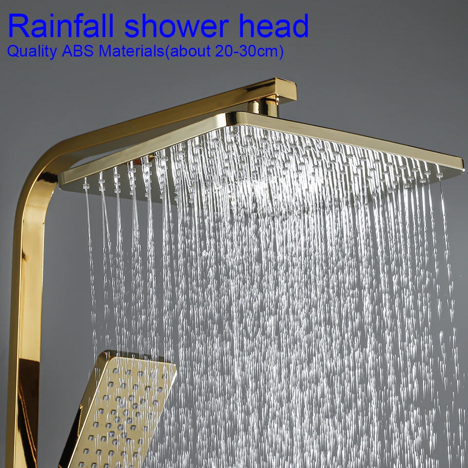 Gold Piano Digital Display Bathroom Shower Brass Bathroom