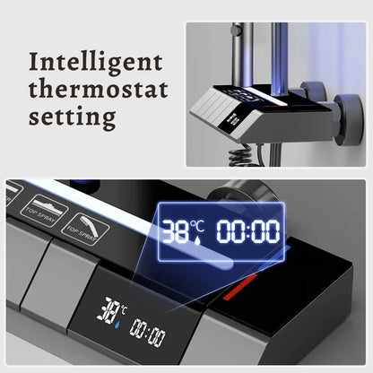 Digital Display Shower Faucet Modern Style Rainfall Bathroom