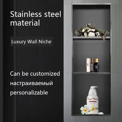 Stainless Steel Recessed Wall Niche Black Gold Bathroom