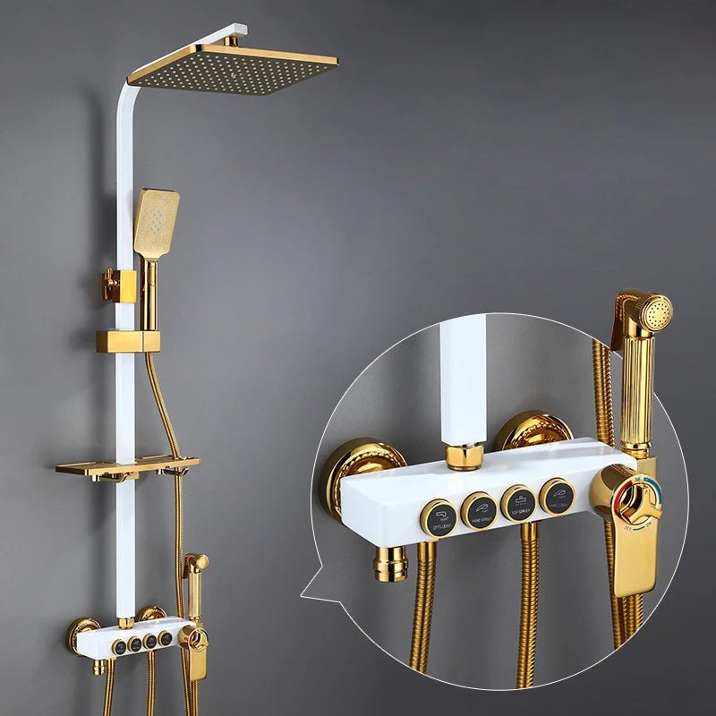 Piano Digital Display Thermostatic Bathroom Shower Cold Brass