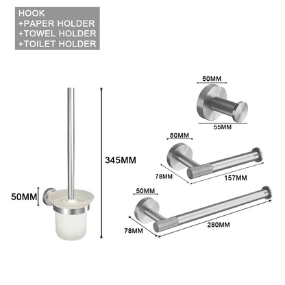 Brushed Nickel Bathroom Wall Mount Bath Shelf Robe