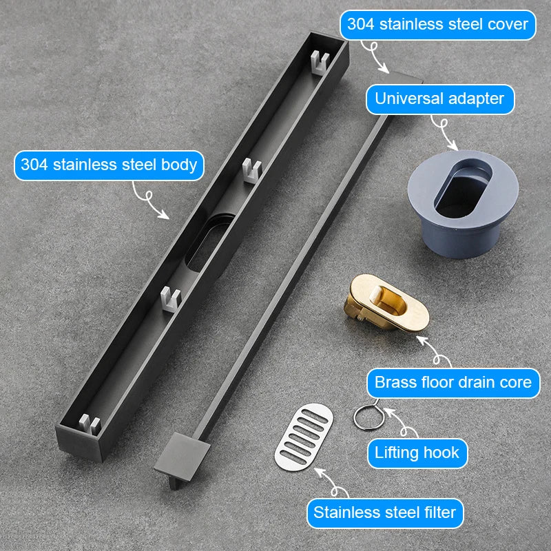 2cm Wide Floor Drain Stainless Steel Linear Narrow