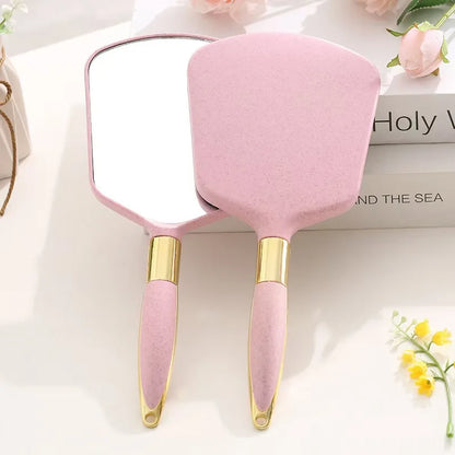 Lady Handheld Makeup Mirror Cosmetic Retro Mirror Spa