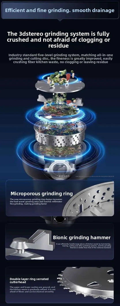 Garbage Processor Food Waste High-Power Crusher Grinder Grinding