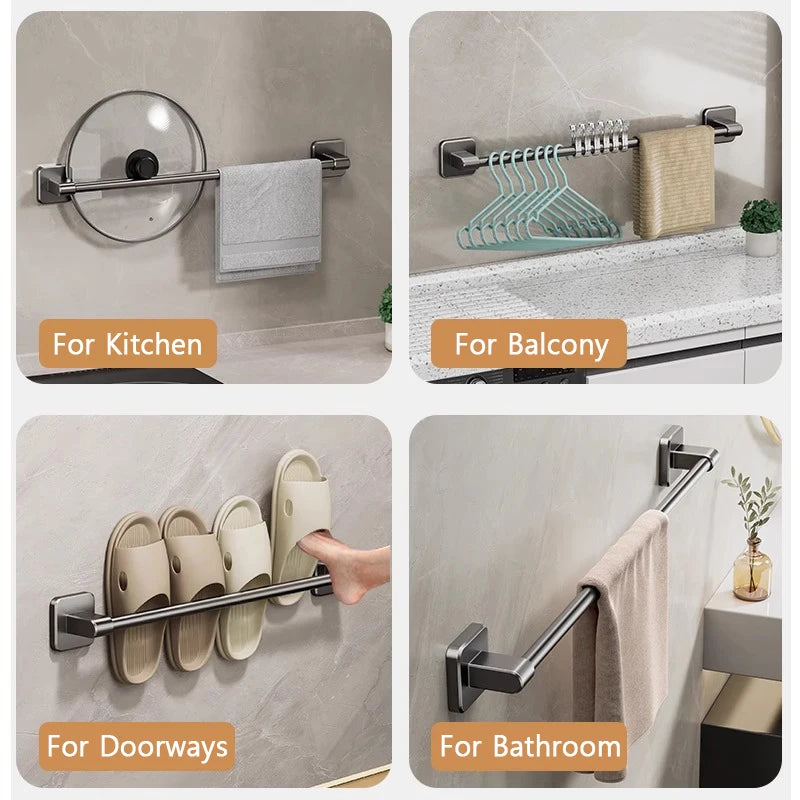 Bathroom Towel Rack Punch Black White Grey Bath