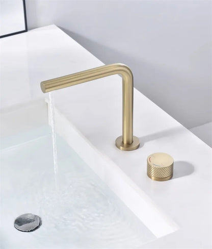 Brushed Gold Bathroom Faucet Two Holes Gun Grey