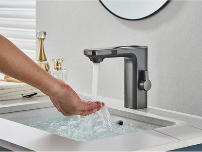 White Chrome Smart Sensor Basin Faucet Screen Digital