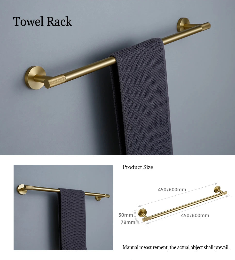 Gold Bathroom Towel Bar Bath Robe Hook Brass