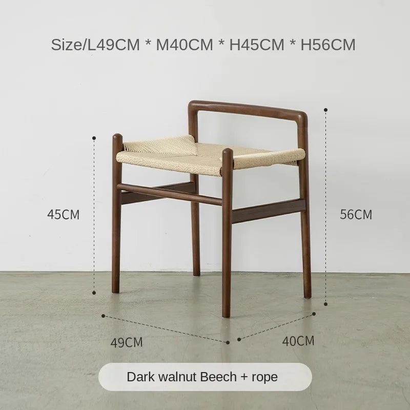 Momo Scandinavian Simple Wood Vanity Stool Rattan Wicker