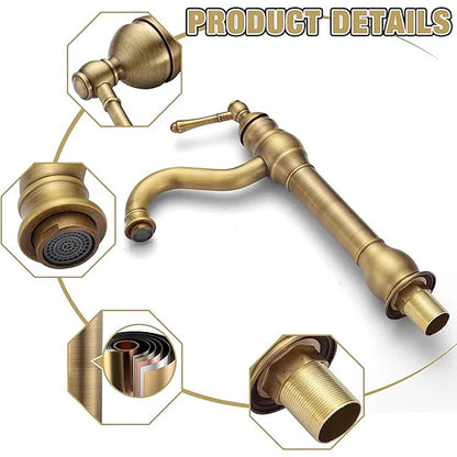 Antique Brass Basin Vessel Sink Faucet Deck Mounted