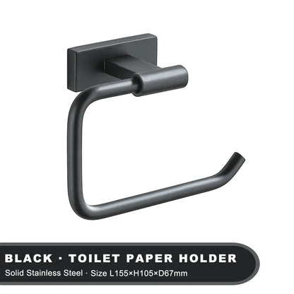 Black Stainless Steel Toilet Paper Holder Wall Mounted