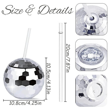 6-48pcs Disco Ball Cups Lids Staws Disco 70s