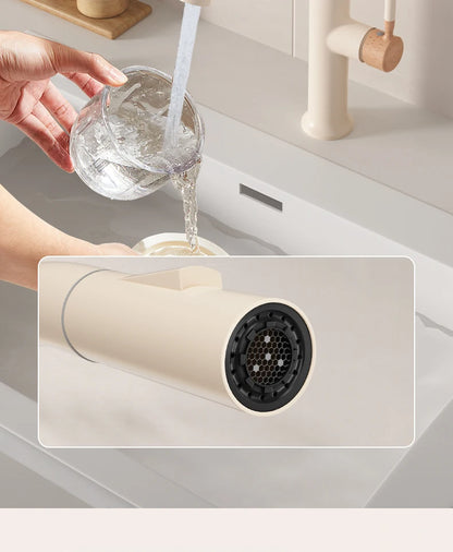 Wooden Cream Pull-Out Cold All Copper Faucet Retractable