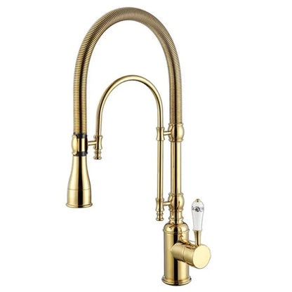Brushed Gold Pull Out Faucet Sink Mixer 360