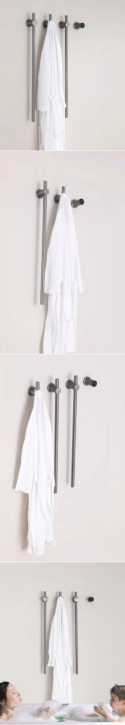 Bathroom Black Electric Towel Rack Hidden Wire Bath