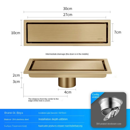 Luxury Hidden 304 Stainless Steel Rectangular Floor Drain