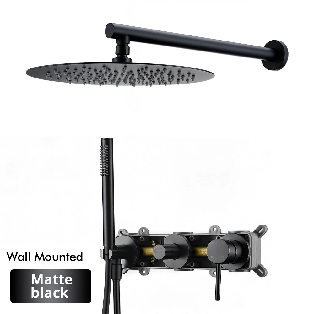 Gunmetal Shower Faucet 8-16 Wall Mounted Concealed Control