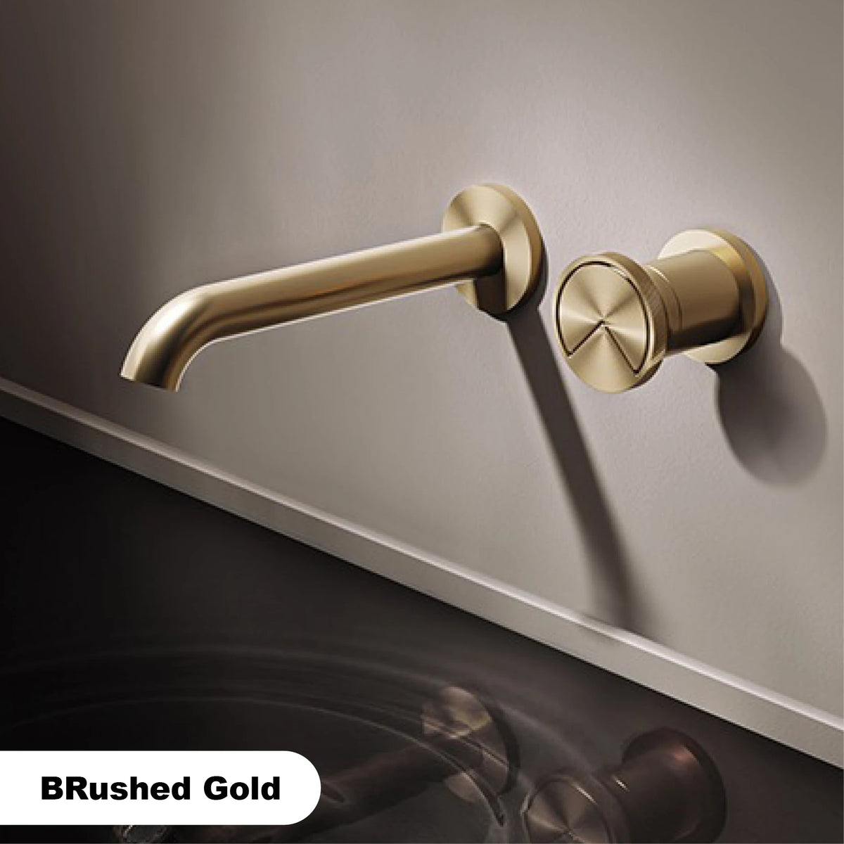 Luxury Brushed Gold In-Wall Brass Bathroom Basin Faucet
