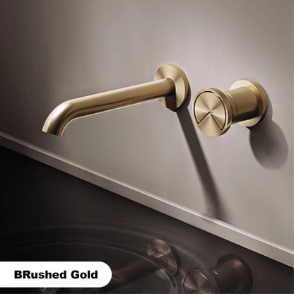 Luxury Brushed Gold In-Wall Brass Bathroom Basin Faucet
