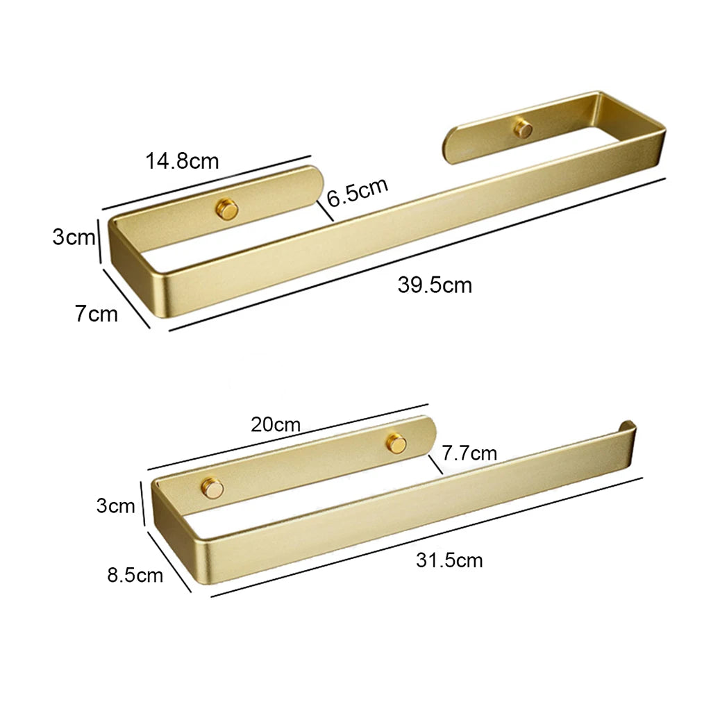 Towel Holder Bathroom Rack Bar Golden Roll Paper