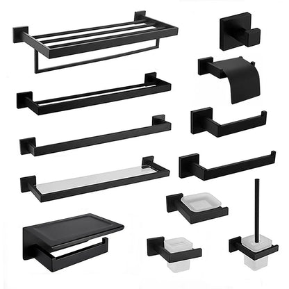 Black Bathroom Stainless Steel Wall Rack Towel Rack